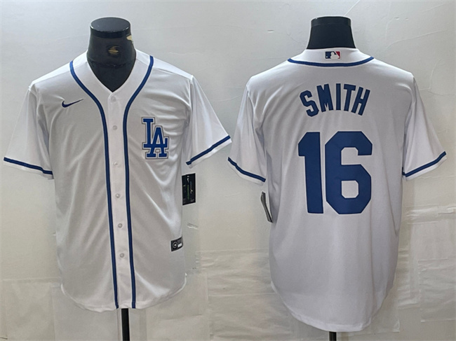 Los Angeles Dodgers #16 Will Smith White Cool Base Stitched Jersey - Click Image to Close